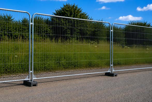 Mesh fence panels installed on a grass site